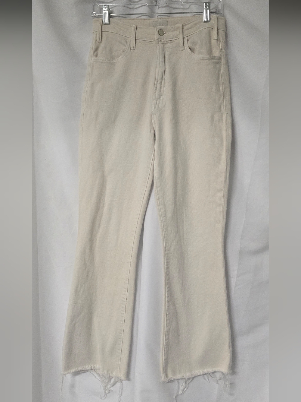 MOTHER The Hustler Ankle Fray Ivory Jeans